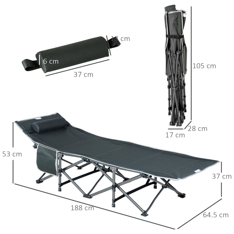 Vouwbare Sun Lounger – Ligstoel – Loungestoel – Tuinstoel – Relaxstoel – Grijs – Verstelbare Rugleuning – Inklapbaar en Compact – Versterkt Stalen Frame – Oxford Stof