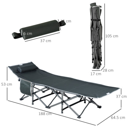 Vouwbare Sun Lounger – Ligstoel – Loungestoel – Tuinstoel – Relaxstoel – Grijs – Verstelbare Rugleuning – Inklapbaar en Compact – Versterkt Stalen Frame – Oxford Stof