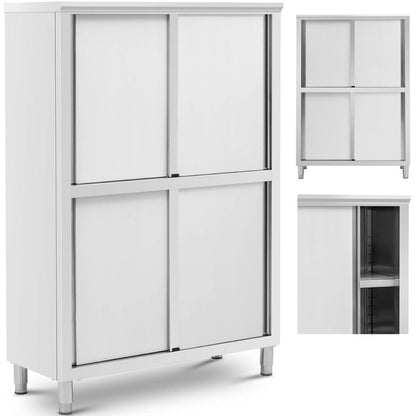 Keukenkast – Opbergkast – Buffetkast – Stellingkast – Keukenmeubel – RVS Schuifdeuren – 120x50x180 cm – 200 kg Draagvermogen
