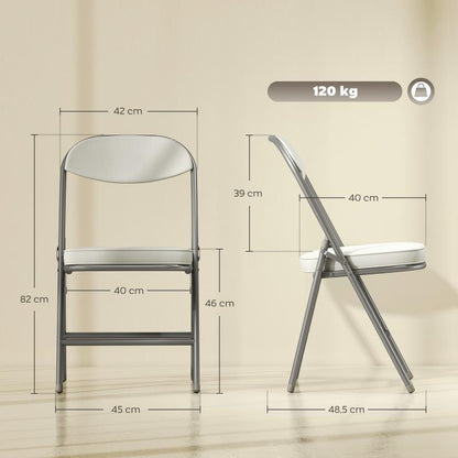 4-Pack Cream White Foldable Folding Chairs with Metal Frame & Ergonomic Seat - Lightweight Portable Design for Indoor/Outdoor Use, Durable Fabric for Patio, Garden, Events, Folding Chairs Portable, Event Seating, Modern Chair