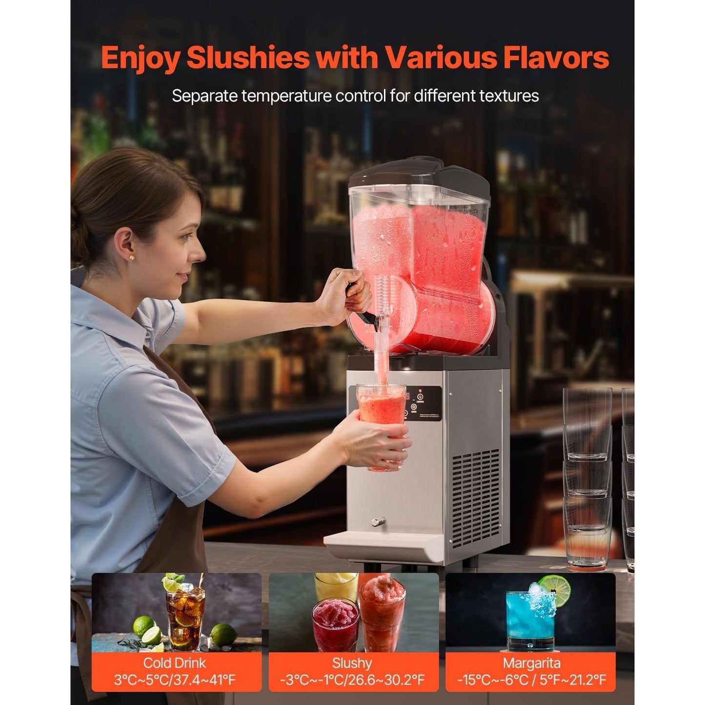 Slushiemachine – IJsdrankjesmaker – Smoothiemachine – Cocktailmachine – 12 Liter Capaciteit – Slush Machine - Temperatuurregeling – Roestvrijstalen Behuizing