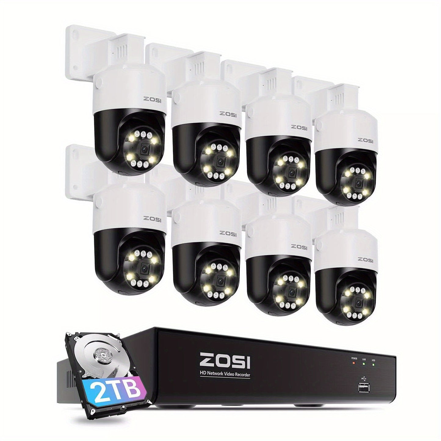 4K Beveiligingscamera Systeem – IP Camera – Surveillance Camera – CCTV Camera – Buiten Camera – AI Gezichts- en Bewegingsdetectie – PoE Eenvoudige Installatie – Witte Variant