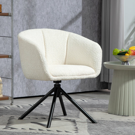 Draaifauteuil – Fauteuil – Relaxstoel – Loungestoel – Draaistoel – Comfortabele Zitting – Zachte Crème Witte Bekleding