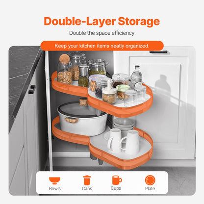 Keukenkast Organizer – Gootsteenkast Organizer – Kastlade – Keukenrek – Hoeklade – 2-laags Uittrekbaar – Zachte Sluiting – Metaal & Chroom