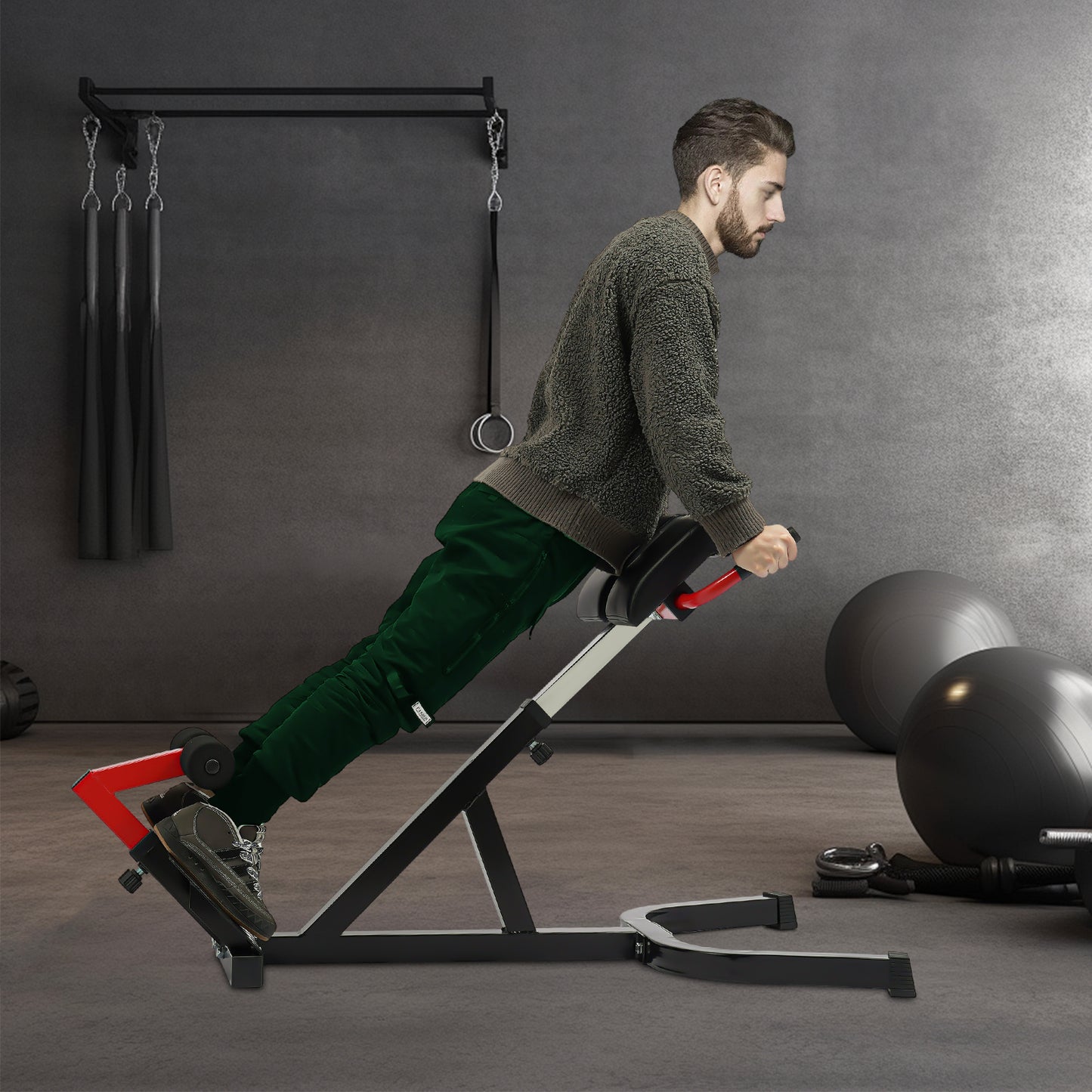 OUKANING Multi-Functional Weight Bench, Roman Chair Workout Bench, Sit Up Bench Ab, Back, and Core Strength Exercise Fitness Hyperextension Weight Bench Back Extension Bench for Multi-Functional Full Body Workout