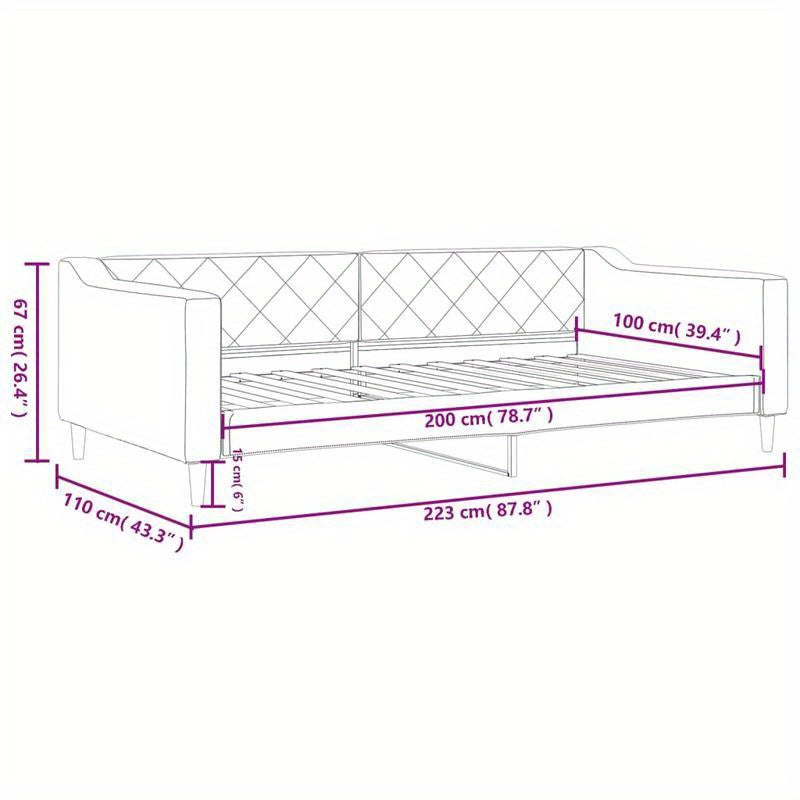 Bankbed – Slaapbank – Bedbank – Logeerbed – Sofa Bed – Donkergrijs – Ruimtebesparend Ontwerp – Stevig Massief Houten Frame – 100x200 cm