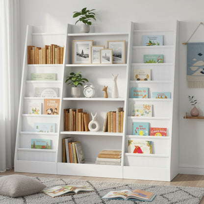 Boekenplank – Boekenkast – Wandrek – Opbergplank – Wandplank – 14 Vakken Met Stoffen Lades – Stevig Hardhout En Kunstboard – Vrijstaand En Ruimtebesparend Design