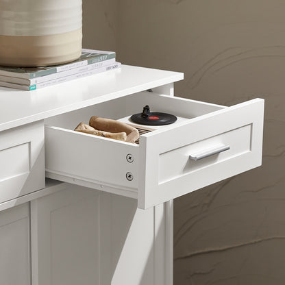 Dressoir – Buffetkast – Opbergkast – Keukenkast – Woonkamerkast – Schuifdeuren – Wit – 80x40x85 cm – Hoogwaardig Houtvezelplaat