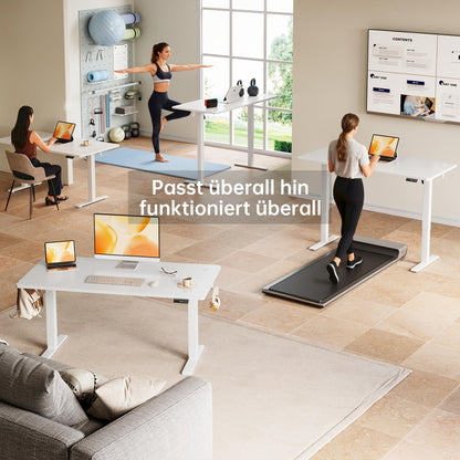 Adjustable Height Desk | Stable, Ergonomic Sit-and-Stand Desk with Manual Control, 120 x 60 cm, White, Freestanding, Plastic and Metal Construction, Contemporary Style - Litake