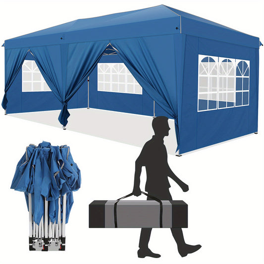 Pop-up Canopy Tent – Partytent – Vouwtent – Zonnescherm – Buitenluifel – 3×6 Meter – Eenvoudig Op Te Zetten – Stevig Aluminium Frame – Blauw