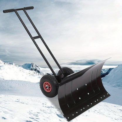 Sneeuwschuiver – Sneeuwschop – Sneeuwruimer – Sneeuwduwer – Sneeuwpusher – 74x42 cm Extra Brede Ploeg – Verstelbaar Handvat Met Grote All-Terrain Wielen