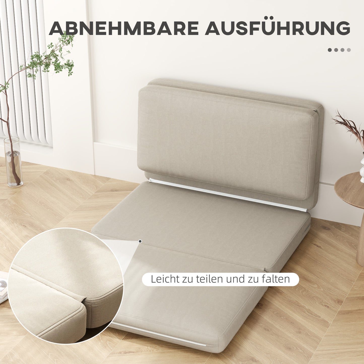 Relaxstoel – Fauteuil – Loungestoel – Vloerstoel – Slaapstoel – 2-in-1 Opvouwbaar – 120 cm Breed – Beige Velvet Stoffering