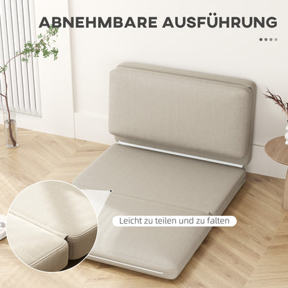 Relaxstoel – Fauteuil – Loungestoel – Vloerstoel – Slaapstoel – 2-in-1 Opvouwbaar – 120 cm Breed – Beige Velvet Stoffering