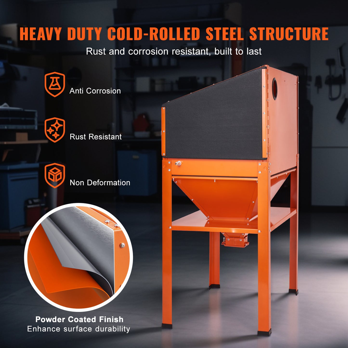 Zandstraalkast – Straalkast – Zandstraalinstallatie – Stralen Cabinet – 60 Gallon Capaciteit – Duurzaam Koudgewalst Staal – LED Verlichting & 4 Keramische Nozzles
