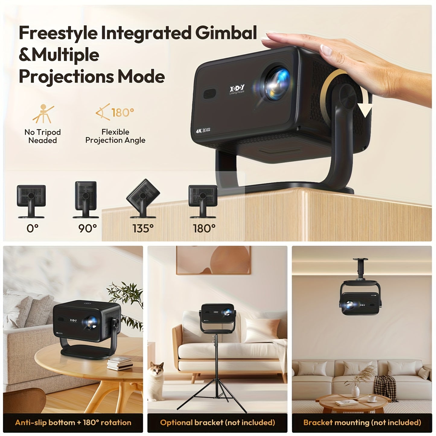 Led Projector – Mini Beamer – Draagbare Projector – Home Cinema – Multimedia Projector – Full HD 1920x1080 – 500 ANSI Lumen – Android 11 WiFi 5G