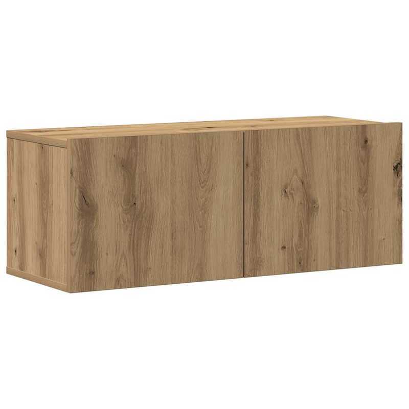 Tv-meubel – TV-kast – Entertainmentmeubel – Media-meubel – Wandmeubel – Handgemaakt Eikenhout – 4-delige Wandgemonteerde Set