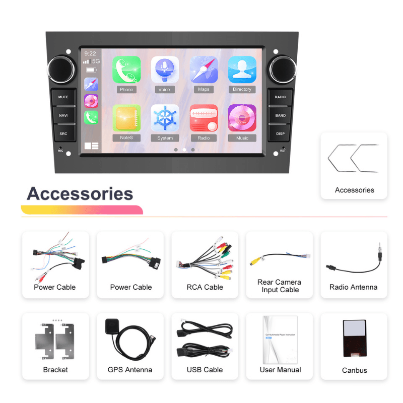 Autoradio – Car Stereo – Multimedia Speler – Double DIN – Navigatiesysteem – 7 Inch Touchscreen – Android 13 – 1GB RAM + 32GB Opslag