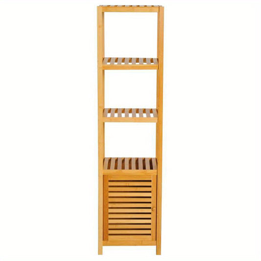 Badkamerkast Bamboe – Badkamermeubel – Opbergkast – Medicijnkast – Sanitairkast – Ruimtebesparend Verticaal Design – Duurzaam Natuurlijk Bamboe, 140x36x33 cm