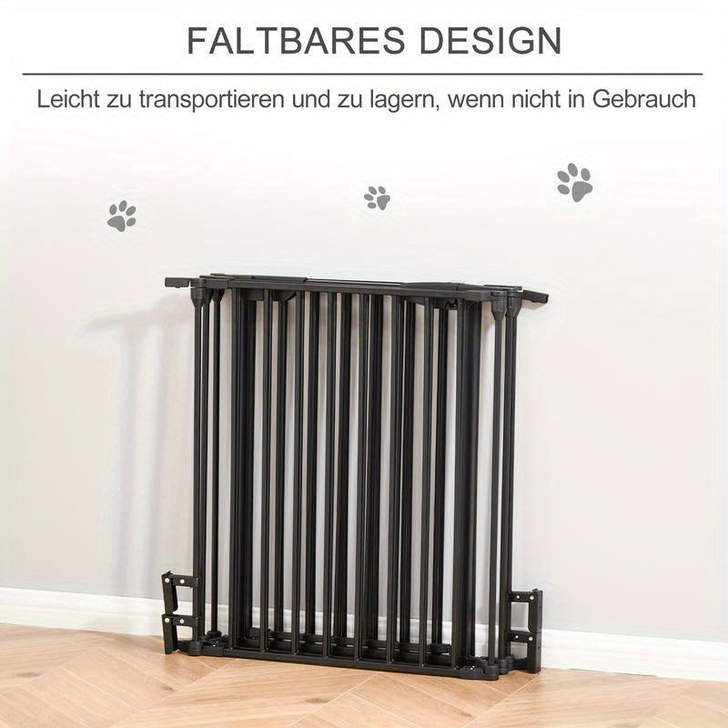 2-in-1 Pet Playpen, Foldable Safety Gate, Metal, 300 x 3 x 74.5cm, Black, Foldable Playpen, Pet Playpen for Dogs, Foldable Pet Play Pen, Pet Containment, Indoor Pet Enclosure, Spacesaving Pen, Compact Playpen, Durable Playpen