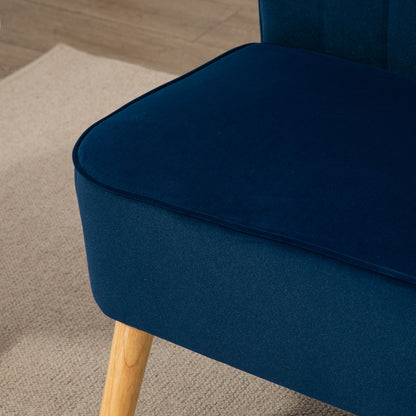 2-zits bank – tweezitsbank – loveseat – compacte bank – sofa – retro design – massief houten poten – dieppaarsblauwe stof