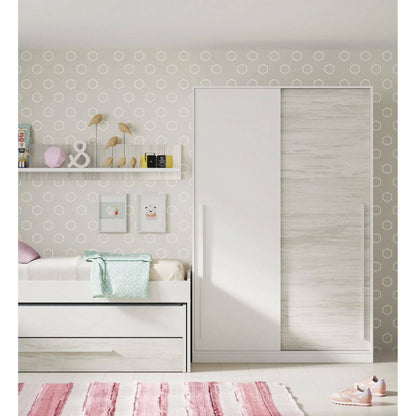2-Door Wardrobe, Bedroom Closet with Hanging Rod and 3 Shelves, 120x50x200 cm, Available in 2 Colors