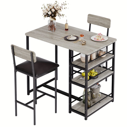 Bistroset – Eettafelset – Keukenset – Balkonset – Tuinset – Compact 2-Persoons – Met 3 Ruime Opbergruimtes – Met Gestoffeerde Barkrukken