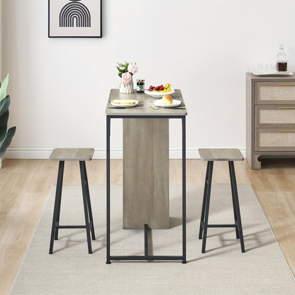 3pcs (or Set of 2 expandable) Retro Bar Table and Chairs Set with Storage Drawer - Counter Height Small Dining Table & Stools, Space-Saving Pub Table Set for Apartment,, Dorm - Easy Assembly, Non-Wood Durable Furniture