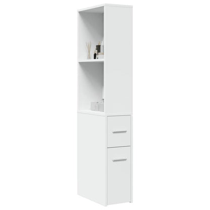 Badkamerkast – Badkamermeubel – Opbergkast – Kolomkast – Smal Kastje – Wieltjes – Hardhouten Materiaal – Lade En Bovenplank