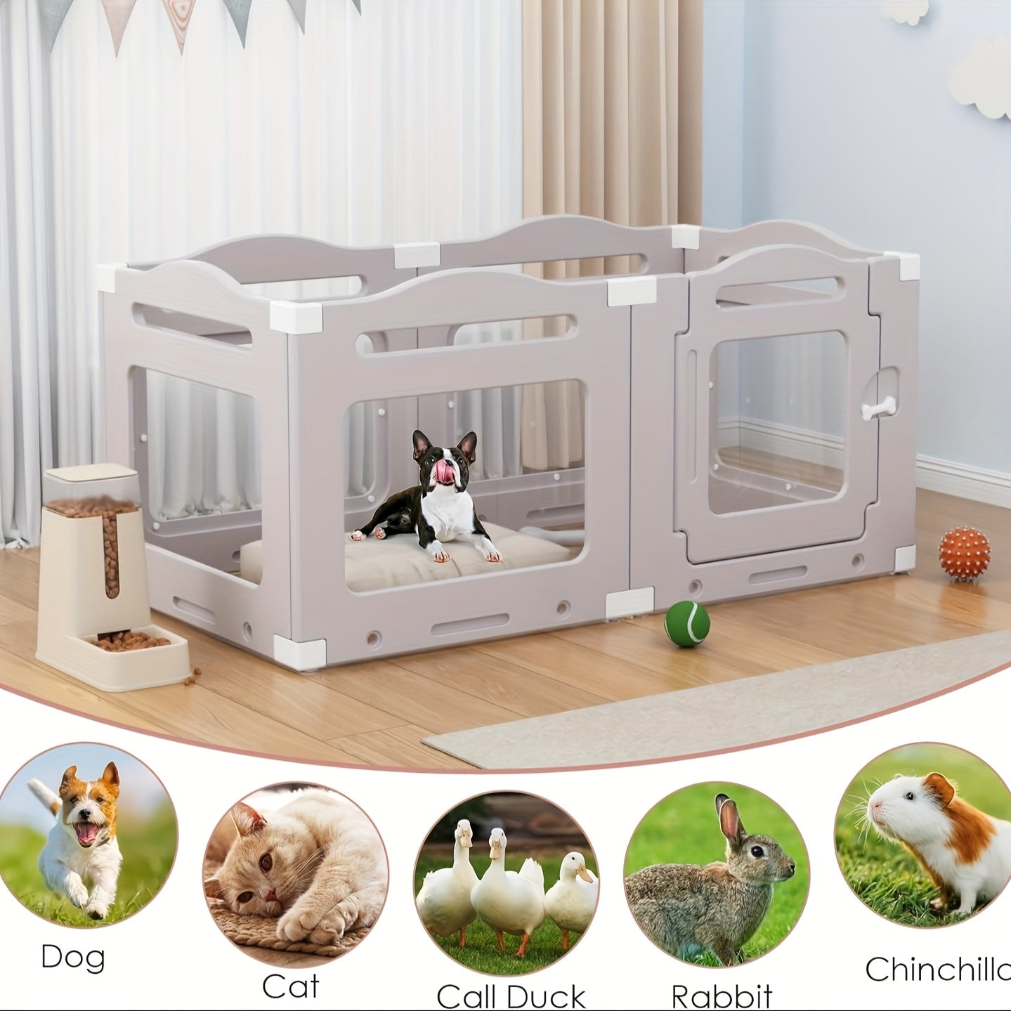 Hondenren – Puppyren – Dierenren – Hondenkennel – Hondenbox – Transparant Acryl – Opvouwbaar Met Deur – 60 cm Hoog – Inclusief Zuignappen En Grondankers