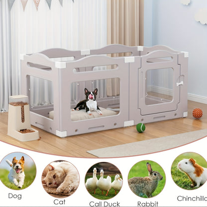 Hondenren – Puppyren – Dierenren – Hondenkennel – Hondenbox – Transparant Acryl – Opvouwbaar Met Deur – 60 cm Hoog – Inclusief Zuignappen En Grondankers