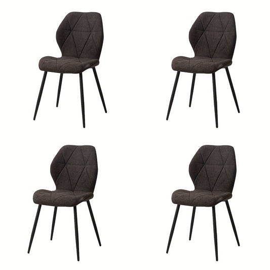 Eetkamerstoelen – Stoelen – Kuipstoelen – Fauteuils – Dining Chairs – Set Van 4 – Linnen Bekleding – Ergonomische Rugleuning – Metalen Poten – Comfortabel & Duurzaam