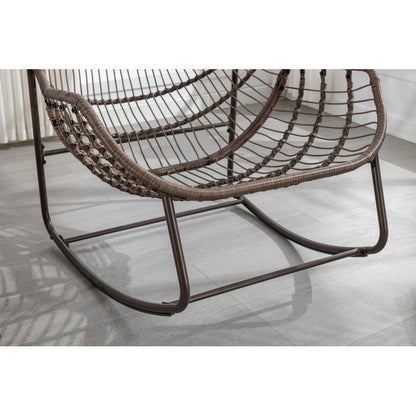 Schommelstoel – Relaxstoel – Fauteuil – Loungestoel – Tuinstoel – Oversized Ei-Vorm – 15,24 cm Dikke Kussen – Poedergecoat Stalen Frame & Handgevlochten Wit Rattan