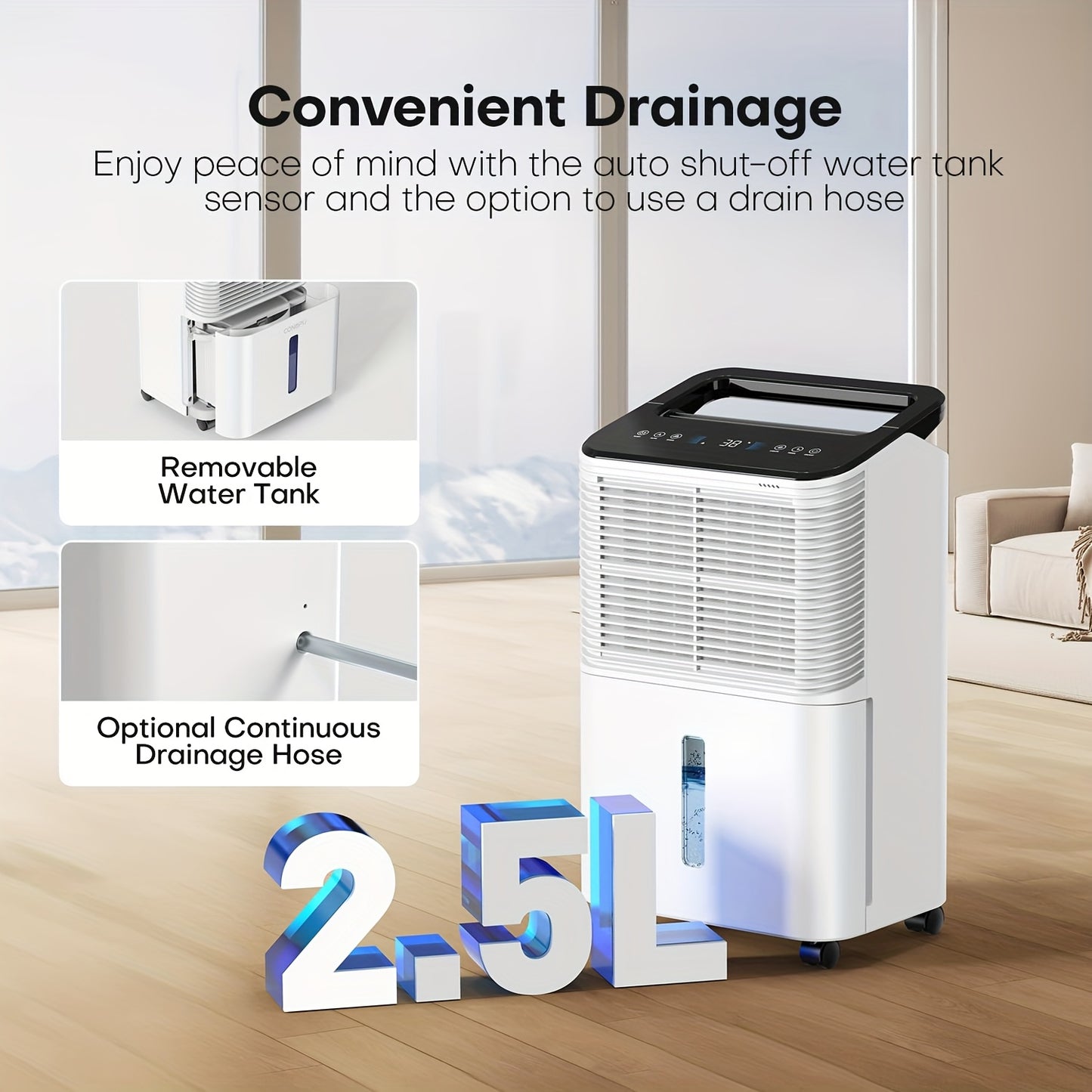 Ontvochtiger – Luchtontvochtiger – Dehumidifier – Vochtvreter – Vochtverwijderaar – Voor ruimtes tot 30 m² – Tot 16 Liter Per Dag