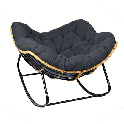 Schommelstoel – Relaxstoel – Loungestoel – Fauteuil – Voedingsstoel – Stevig Carbonstalen Frame – Dik Zacht Kussen
