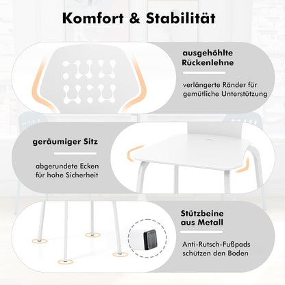 Eetkamerstoelen – Keukenstoelen – Stoelen Set – Design Stoelen – Witte Stoelen – Ergonomisch Comfort – Stevig Metalen Frame