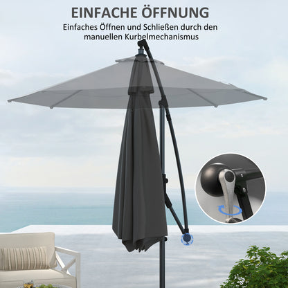 Verkeerslichtparasol – Tuinparasol – Zonneparasol – Buitenschemer – Terrasparasol – Grijs – Ø 293cm – Aluminium Frame – Windbestendig