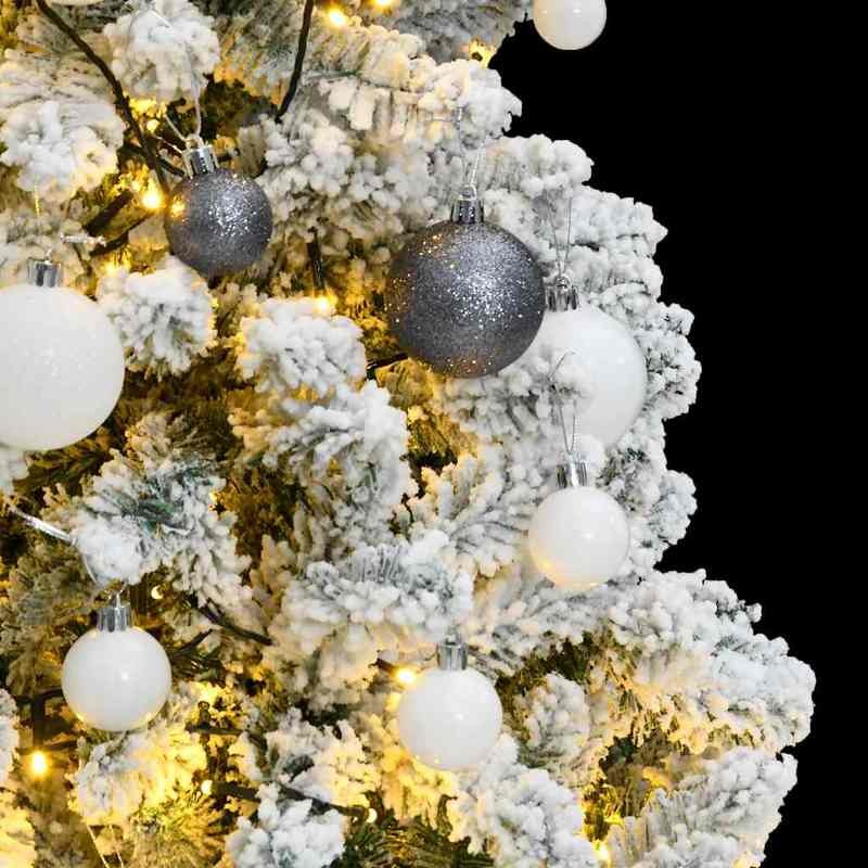 120cm Foldable Artificial Christmas Tree with White & Clear Ornaments - Full Floor Display with Sturdy Black Stand, No Assembly//, Lightweight Portable Design for Living Room, Bedroom, Entryway - Easy Storage, Modern Holiday