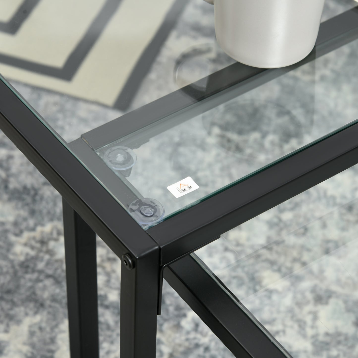 Salontafel – Bijzettafel – Koffietafel – Eettafel – Sofa Tafel – Set van 2 – Gehard Glas Tafelblad – Stabiel Stalen Frame