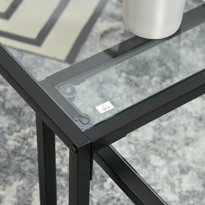 Salontafel – Bijzettafel – Koffietafel – Eettafel – Sofa Tafel – Set van 2 – Gehard Glas Tafelblad – Stabiel Stalen Frame