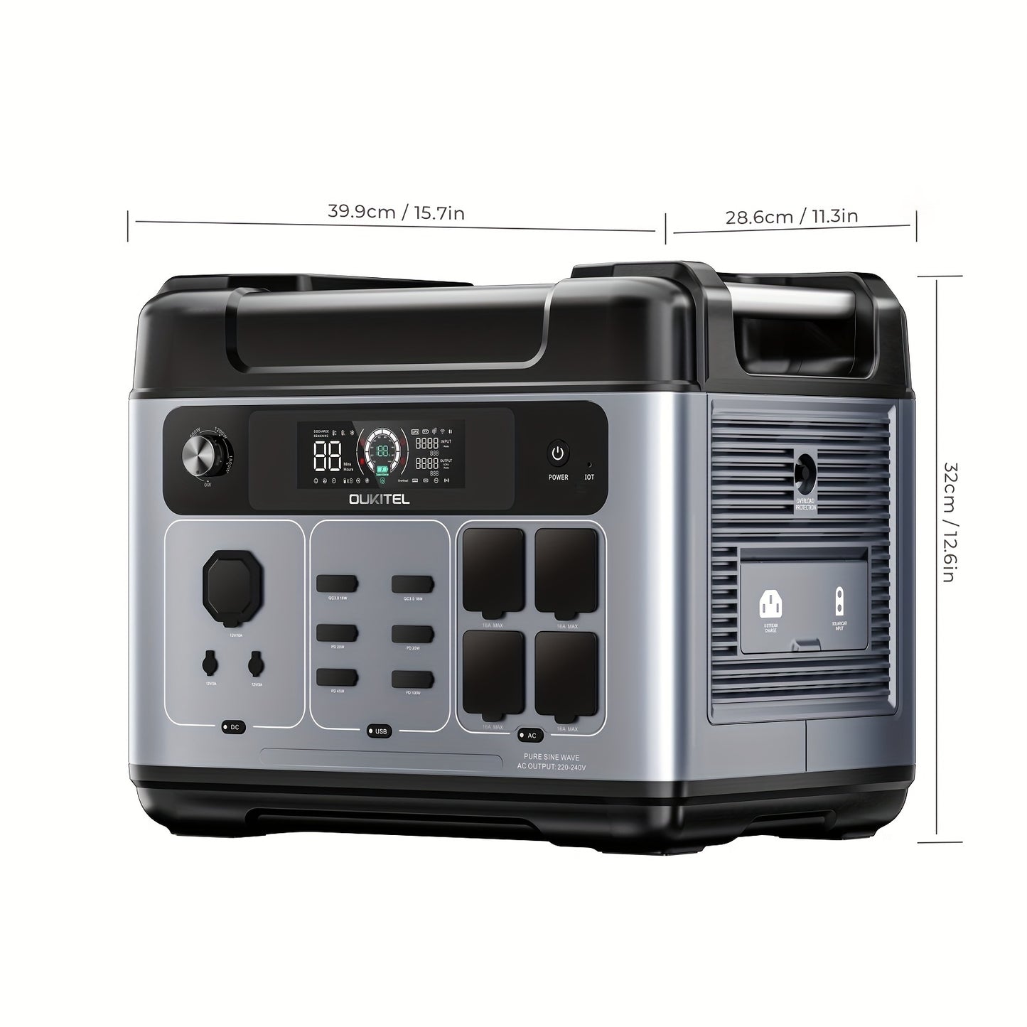 Powerstation – Zonnegenerator – Noodstroomvoorziening – Draagbare Accu – Camping Stroomvoorziening – 2048 Wh Capaciteit – Snelladen 0-80% in 1 Uur