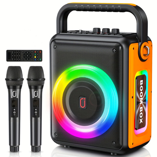 Karaokemachine – Draagbare Speaker – Bluetooth Karaoke Set – Karaoke Luidspreker – Draadloze Microfoons – 3D Surround Geluid – Dynamische LED Verlichting