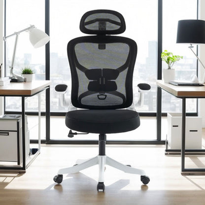 Ergonomic Office Chair, Desk Chair with Adjustable Headrest, Armrests, Lumbar Support, Swivel Chair, Rocker Function, Mesh Executive Chair, Back-Friendly, Office Chair 150 kg