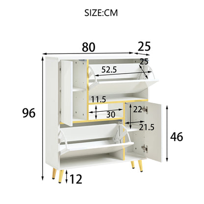Schoenenkast – Schoenenopberger – Schoenrek – Schoenmeubel – Schoenenkast Wit Hoogglans – Ruimtebesparend Design – 80x25x96 cm