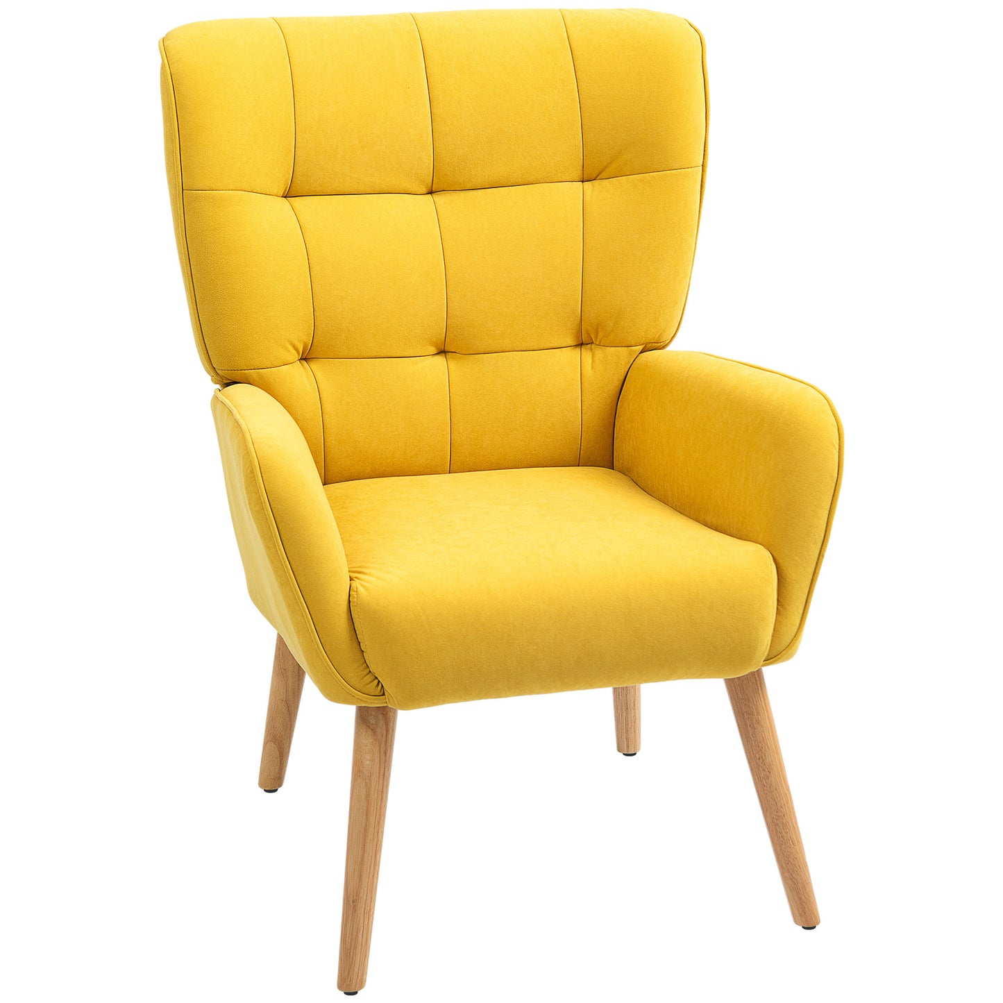 Fauteuil – Zetel – Loungestoel – Relaxstoel – Velours Bekleding – Geel – Met Metalen Frame – 10 cm Dikke Schuimlaag
