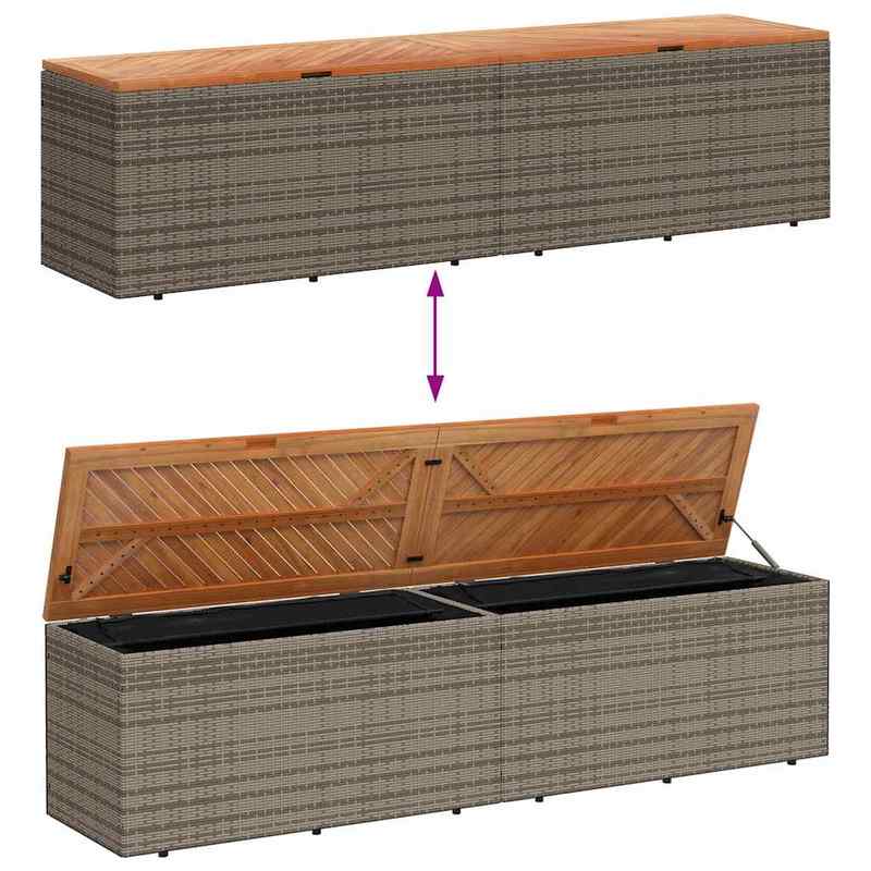 Opbergbox Tuin – Tuinkussenbox – Tuinbox – Tuinkist – Tuinopbergkast – Extra Lang – Geweven Hars Met Acaciahout – Ruim Met Uitneembare Waterbestendige Tas