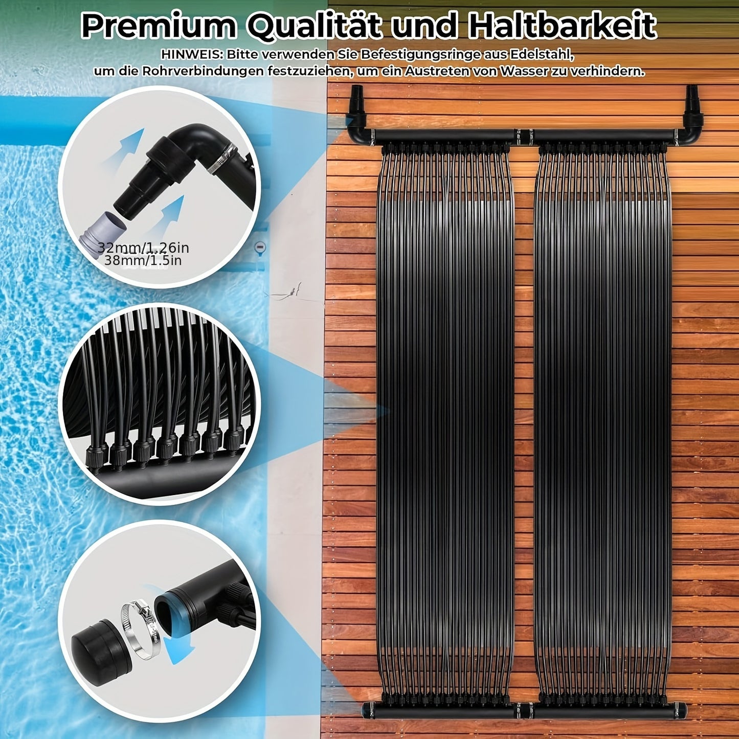 Zonnecollector Zwembad – Zwembadverwarmer – Solar Verwarming – Zwembadverwarming – Zwembad Warmtecollector – 600x75 cm – UV-bestendig PE-Materiaal – Geschikt Voor Zwembaden Tot 24.000 Liter
