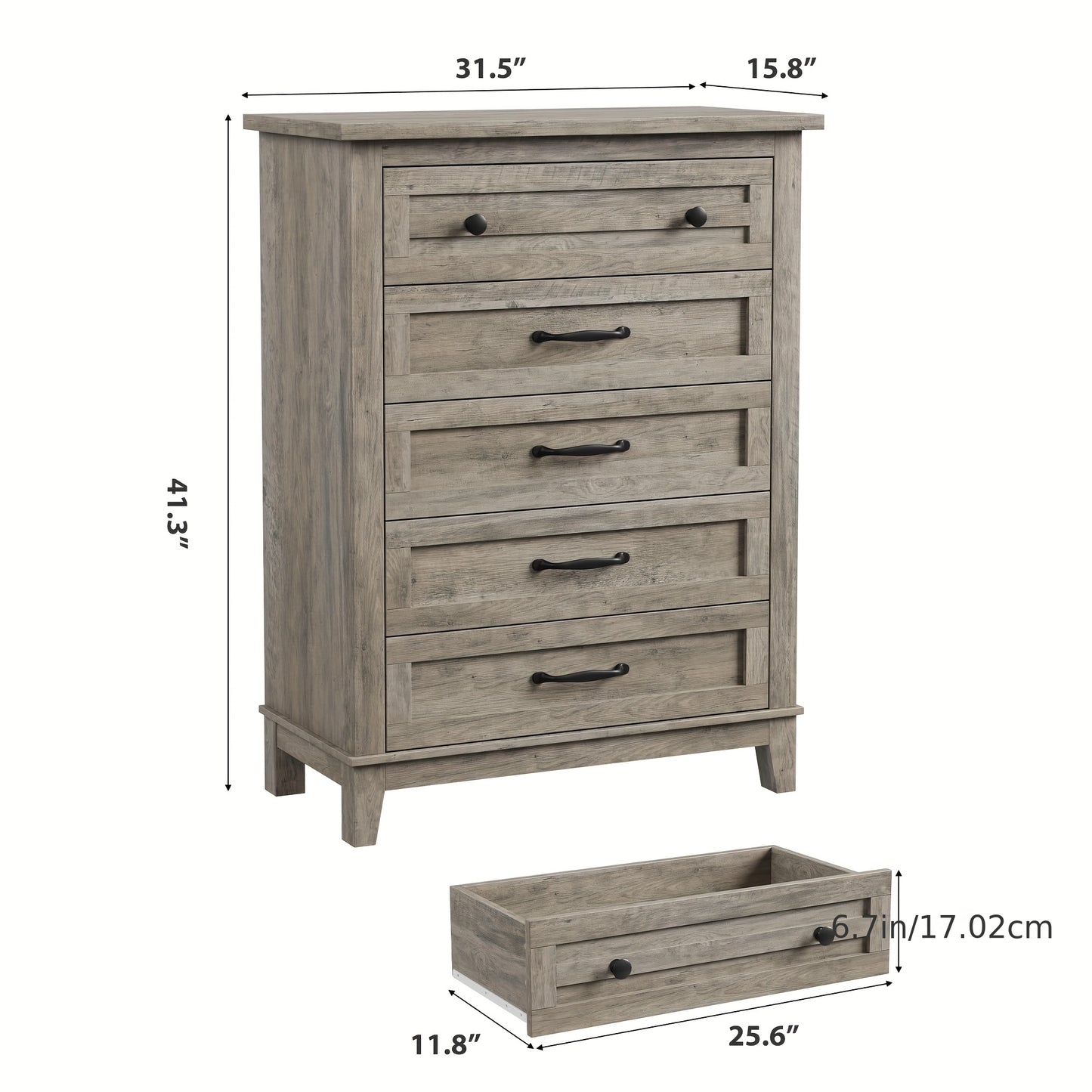 Opbergkast – Ladekast – Bergkast – Dresser – Kast Vrijstaand – Ruimtebesparend Verticaal Ontwerp – MDF Hardhout – 80x40x105 cm – Eenvoudige Montage – Bruin Houten Design