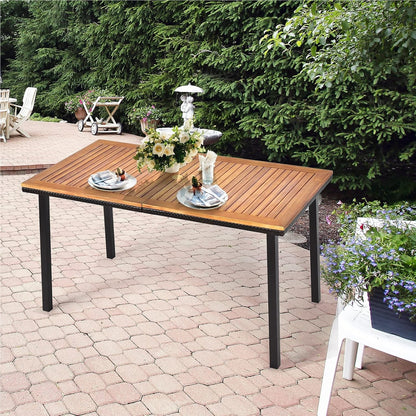 Tuintafel – Terrastafel – Buiten tafel – Eettafel – Houtentafel – Acaciahouten Blad – Met Parasolgat – 140x75x76 cm – Voor 6-8 Personen