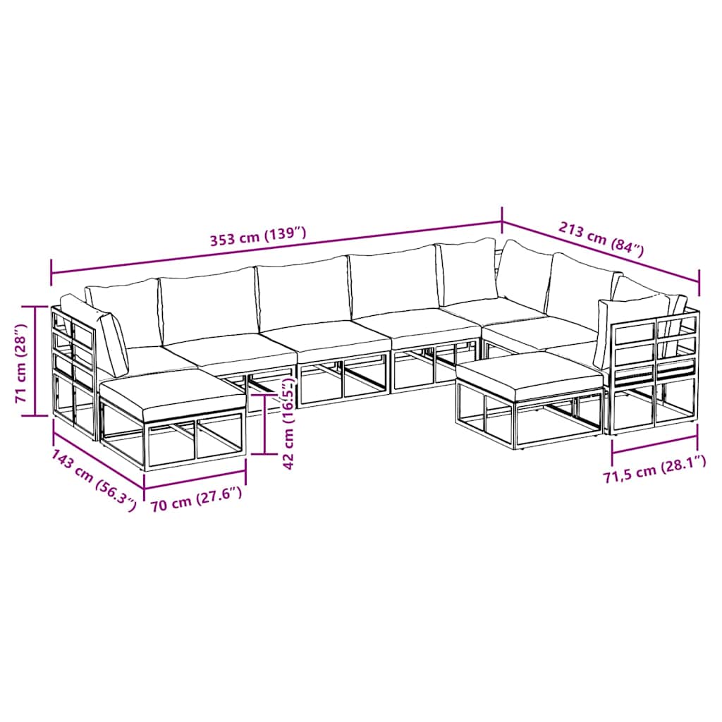 Tuinbank – Buitenbank – Loungeset – Tuinmeubel – Balkonbank – Modulariteit – Weerbestendig met Kussens