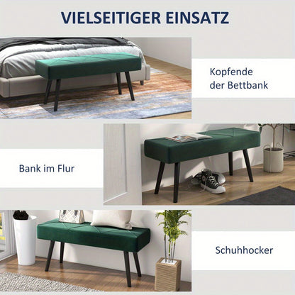 Bankje – Zitbank – Halbankje – Slaapkamerbank – Velvet Bank – Fluweelachtige Bekleding – Stalen Poten – 100x36x45 cm – Max. 120 kg Draagvermogen
